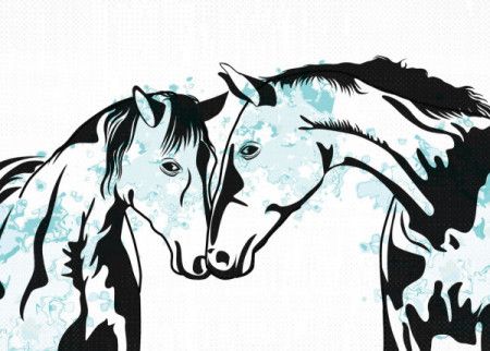 Horse couple painting abstract