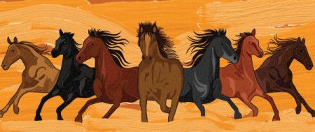 Seven Running Horses Painting
