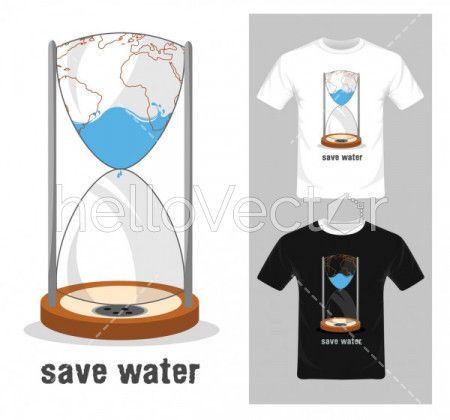 Save water concept - Vector illustration. T-shirt graphic design