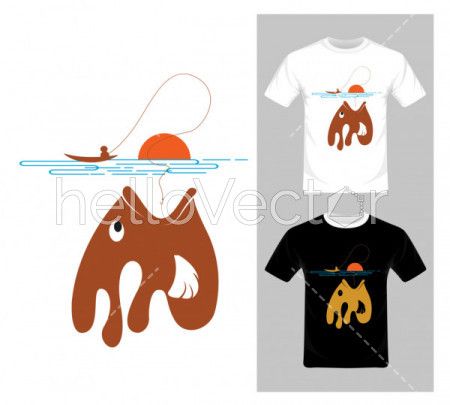 Fishing Graphic Vector,  Abstract fish - T-shirt graphic design.