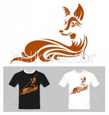 Fox abstract vector. T-shirt graphic design illustration.