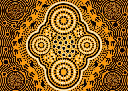 Yellow aboriginal art background