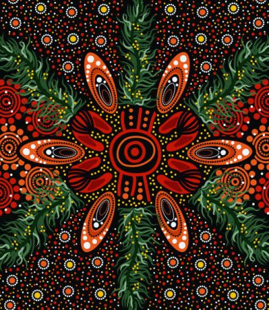 Bush leaves aboriginal art background
