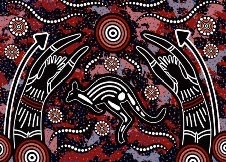 Hunting aboriginal art painting