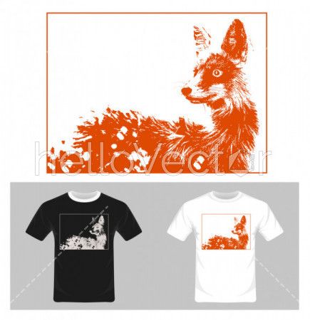 Fox vector. T-shirt graphic design illustration.