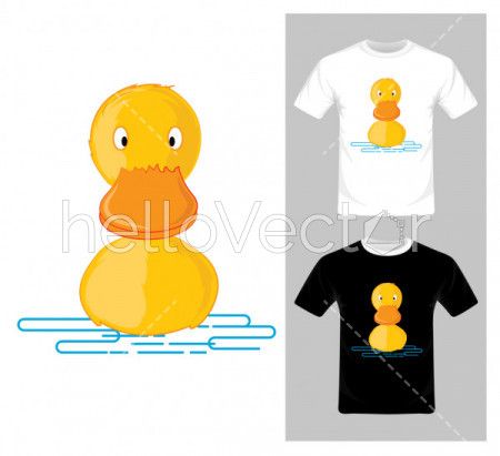 Cute yellow duck - Vector Illustration