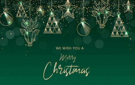 Green Christmas Hanging Decorations Background