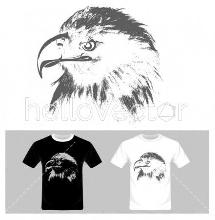 Eagle face vector illustration. T-shirt graphic design.