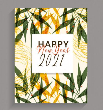 New year 2021 floral poster design