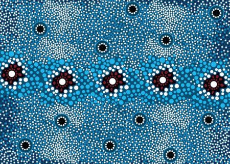 Blue aboriginal dot art background