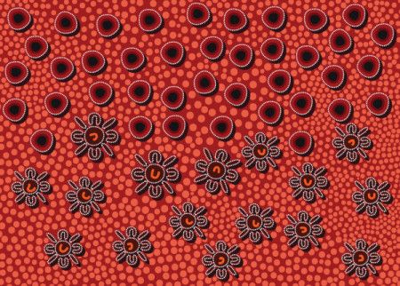 Red aboriginal art background