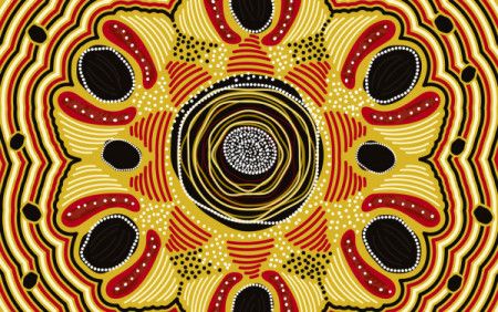 Yellow aboriginal art painting
