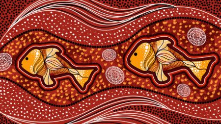 Aboriginal fish painting - underwater concept