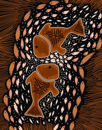 Fish painting in aboriginal style