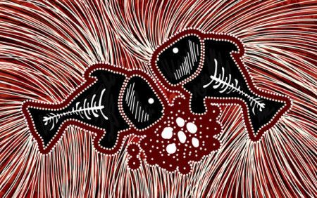 Aboriginal fish painting vector
