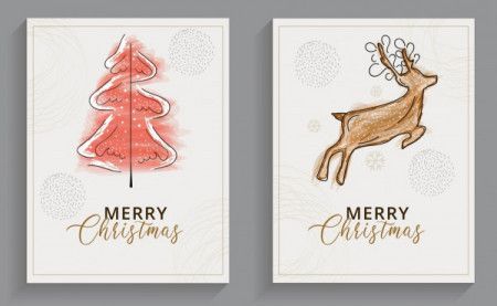 Modern minimalist Christmas greeting cards