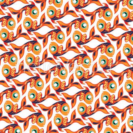 Fish background vector. Seamless pattern of fish on white background. 