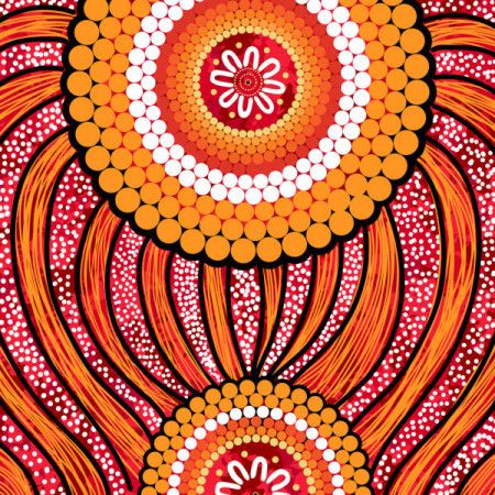 Yellow aboriginal dot art background