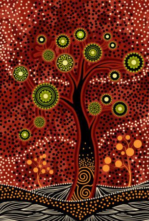 Aboriginal style tree painting