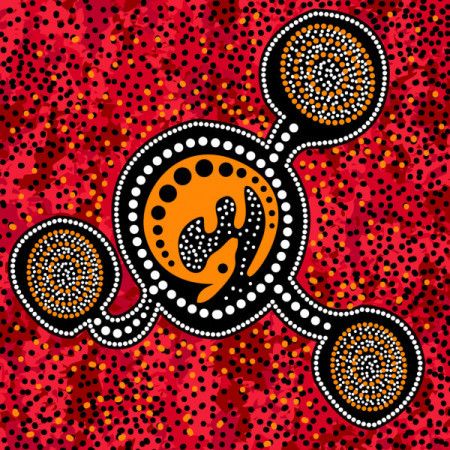 kangaroo painting in the aboriginal style