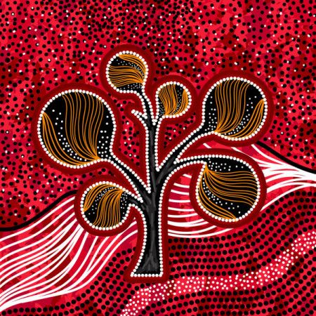 Aboriginal tree on the hill art