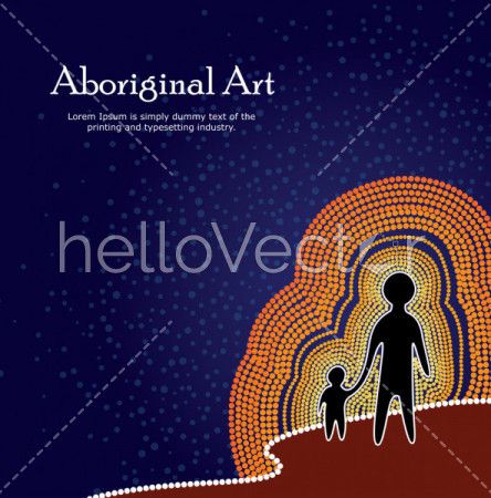 Aboriginal art. Vector Banner with text. 