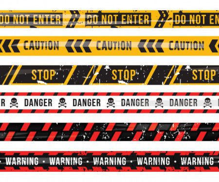 Set of caution and danger tapes