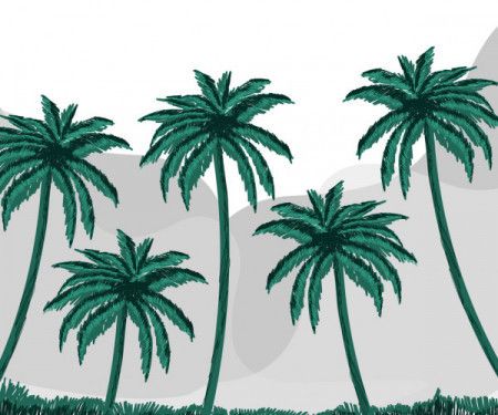 Beautiful green palm trees mountain landscape