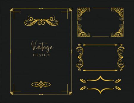 Golden floral frame border template