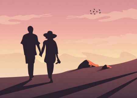 Couple Silhouette Walking