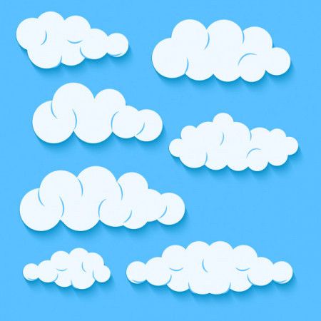 Clouds set isolated on a blue background