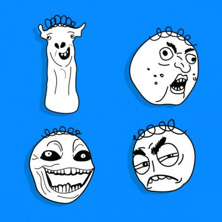 Set Of 4 Meme Face - Vector