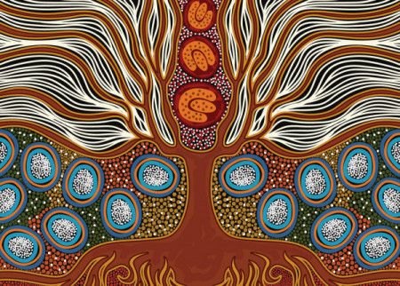 Aboriginal dot tree painting