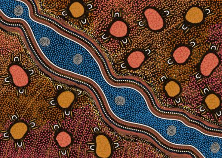 Aboriginal dot river art background