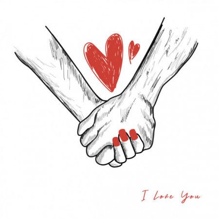 Couple holding hands drawing - Vector