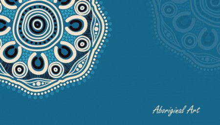 Aboriginal work on blue poster background