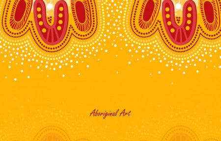 Yellow poster background with aboriginal vector artwork