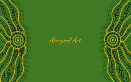 Green poster background with aboriginal artwork
