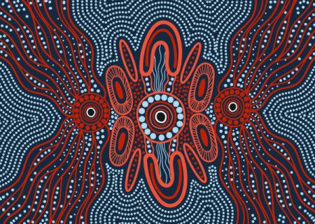 Red and blue dot art - aboriginal