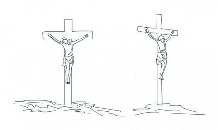 line drawing of Jesus Christ on cross