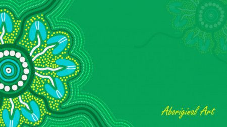 Green aboriginal art poster design