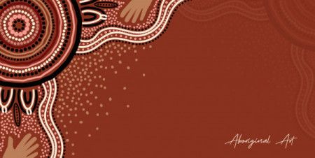 Aboriginal art on brown poster background