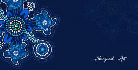 Poster design with aboriginal turtle art