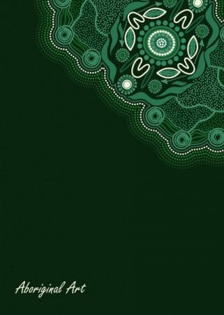 Aboriginal work on green poster background