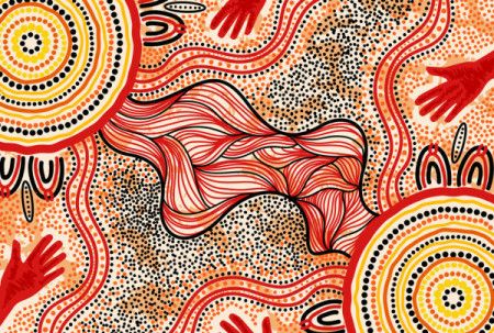 Aboriginal dot art hand painting