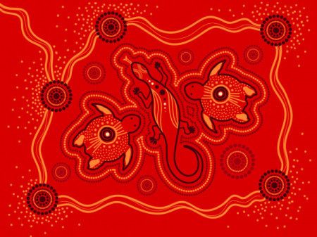 Turtle and lizard aboriginal art vector painting