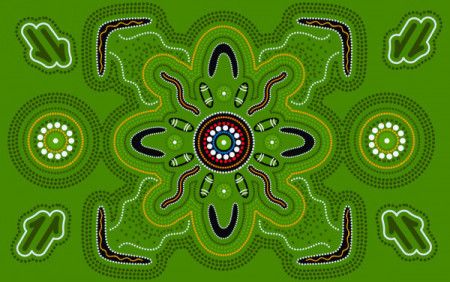 Green aboriginal artwork