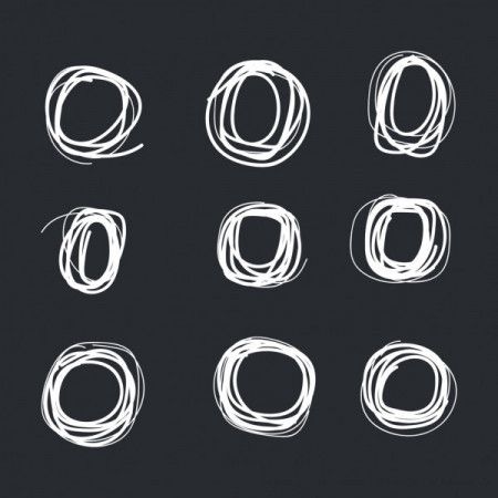 Round scribble line circles - vector set