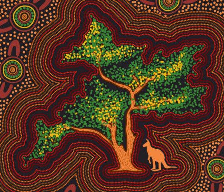 Wattle tree aboriginal art