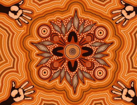 Aboriginal dot hand painting - Vector